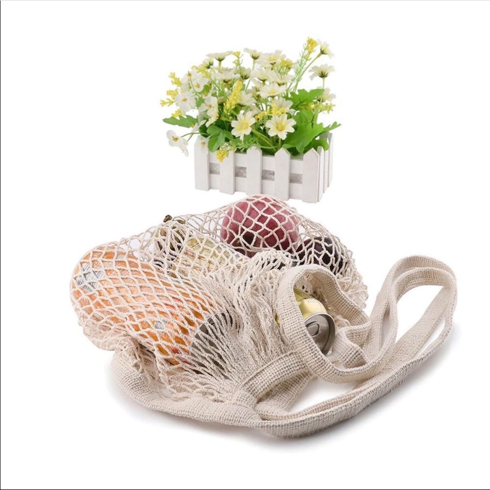 NEW NET BAG IN IVORY MESH BAG - Picture 2 of 8
